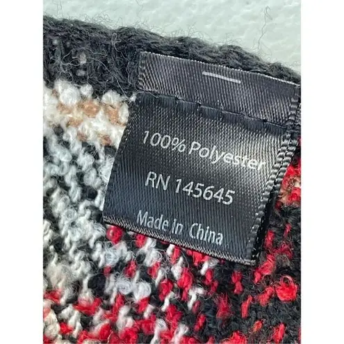 Boutique Red Black White Tan Plaid Poncho Sweaters One Size