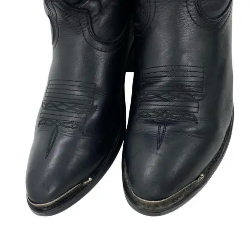 Durango  Womens Black Leather Cowboy Boots Western Cowgirl Silver Tips