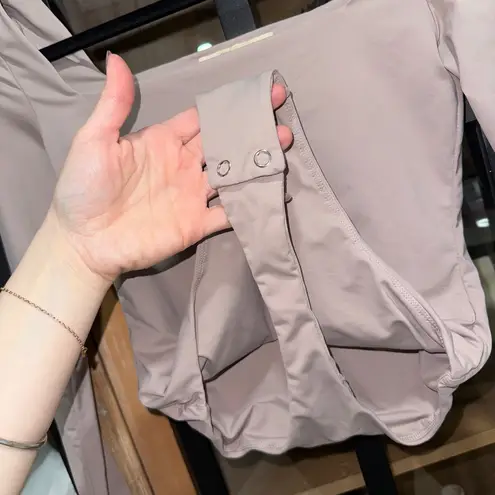 Amazon Qinsen bodysuit seamless mauve lilac blush square neck long sleeves thong skims thumbnail 5