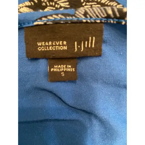 J. Jill Wearever Collection Blue Floral Midi Dress Women’s Small Short Sleeve