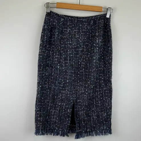 Lafayette 148 New York Tweed Pencil Skirt Blue/Black/White Women's Size 2 Blue