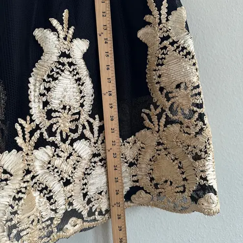 Eye Candy Black & Gold Midi Skirt Mesh Overlay Cocktail Party Gala Size Small