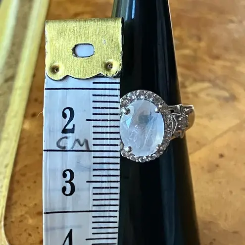 Natural Rainbow Moonstone Sterling Silver Ring Size 6