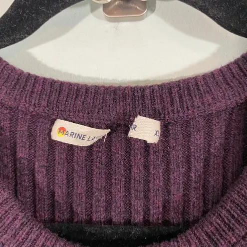 Marine layer Women Purple Ribbed Marnie Wool Blend Midi Sweater Dress Size XL