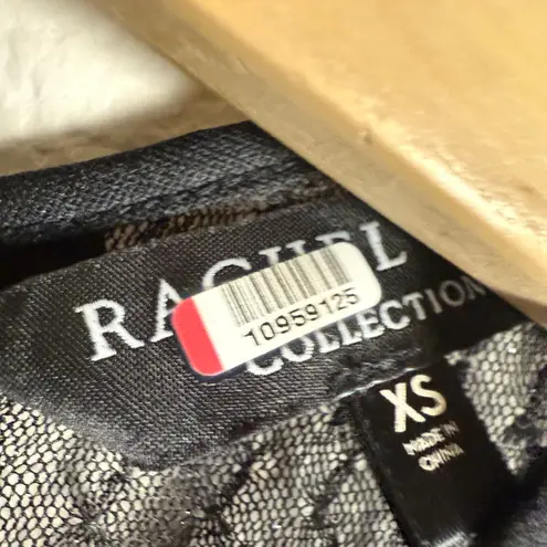 Rachel Roy Charcoal Silver Sequined Long Sleeve Cocktail Party Midi Dress Sz XS Black