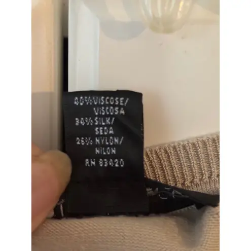 August Silk Sleeveless Tank Top Beige Knit Silk Blend Women's Small