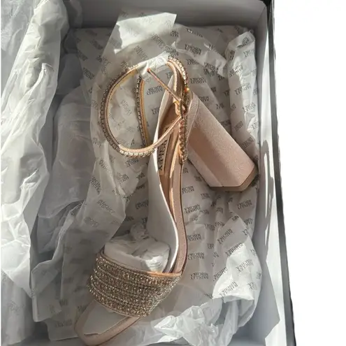 Badgley Mischka Badgley Mishka Becca Strappy Block Heel Rhinestone 6 Sandals Pink - Image 8