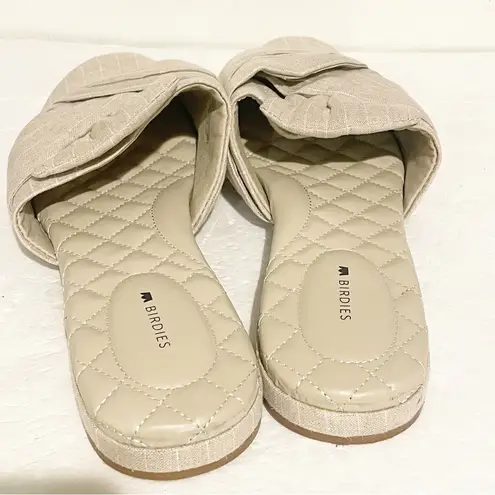 Birdies  Size 12 Pin Stripe Tan Twisted Knot Songbird Slip On Mule Flat Shoe