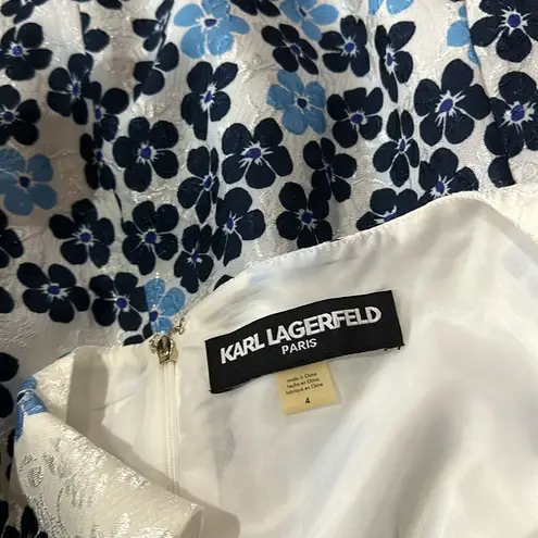 Karl Lagerfeld NWT  All Over Print Dress Floral White Blue