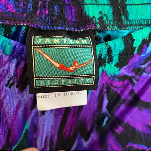 Jantzen Vintage Floral Swim cover up Skirt in Blue and Purple - Deadstock size L