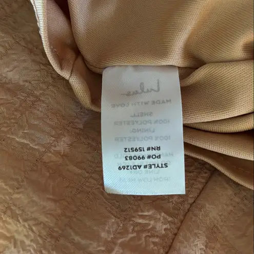 Lulus  Hello Sweetheart Peach Plaid Puff Sleeve Tiered Midi Dress S Cottagecore - Image 11