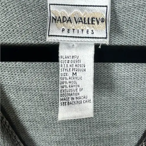 Napa Valley Petites Grey Embroidered Button Bead Floral Wool Blend Sweater Vest Gray Size undefined - Image 4