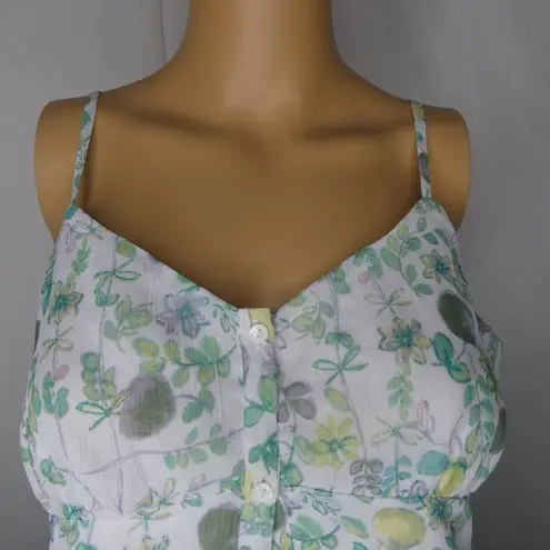 LC Lauren Conrad  Fruit Print Babydoll Tank Cami Small Lemon Floral Flowwy Top