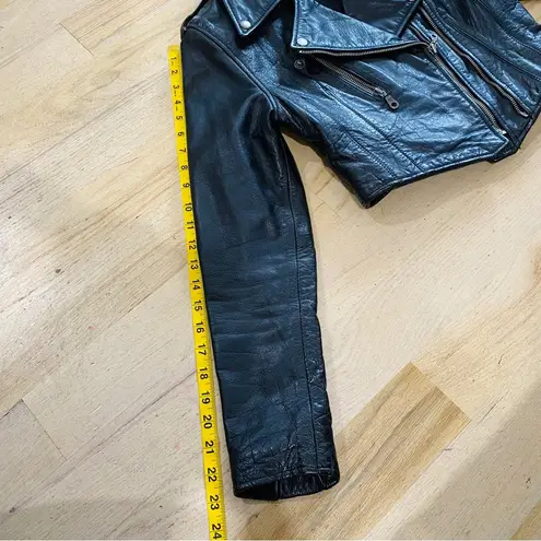 Highway One Vintage genuine leather cropped motorcycle jacket Y2K Black Size XS