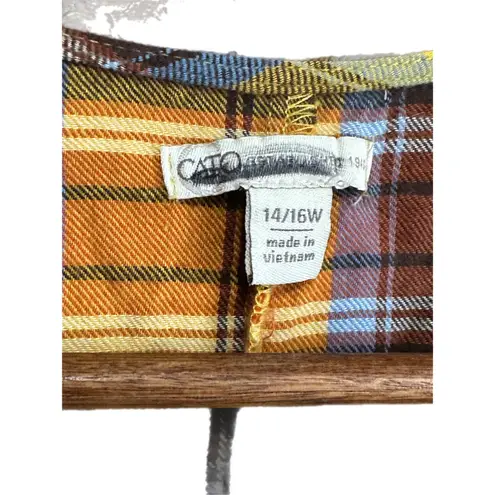 Cato  Women 1416W Plaid Open Front Duster Vest Cardigan Lightweight