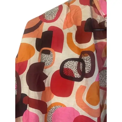Karla Cola Pink Red Multi Abstract Spot of Fun Pinks Cotton Silk Blend Scarf