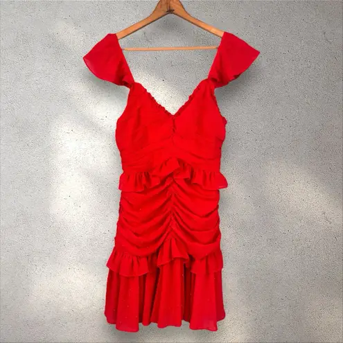 LA MAISON TALULAH Rue‎ Ruffle Mini Dress Red Sz S