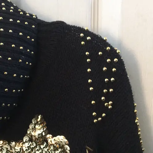 FINAL MARKDOWN Ladies Western Connection Beaded & Sequined Cowl Neck Sweater (S) Black