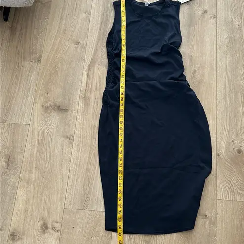 CRZ Yoga Butterluxe Sleeveless Ruched Midi Bodycon, True Navy, Size Small, NWT