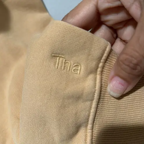 Aritzia TNA Cozy AF 1/4 Pullover Size Large Color is Yellowish Tan Cropped Brown