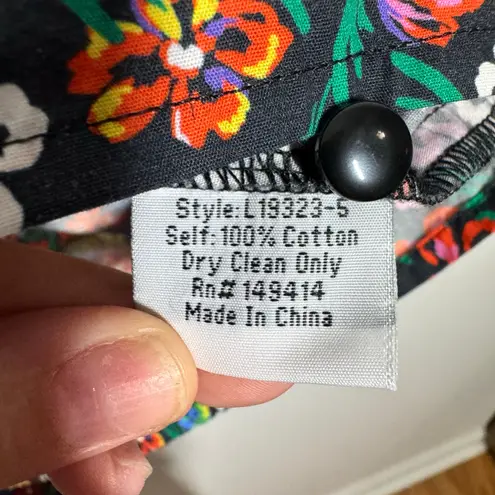 Johnny Was Top Women S Black Risa Poplin Floral Blouse Cottage Peasant Modest