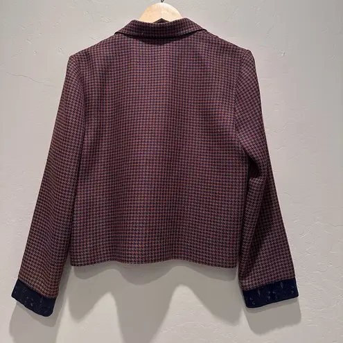 Jessica Howard Vintage 90s Houndstooth Button Cropped Blazer Jacket Sz 10