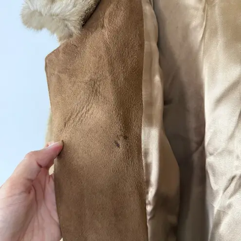 Vintage 70’s Lilli Ann London Leathers Faux Fur Coat With Genuine Leather Trim Brown Size M