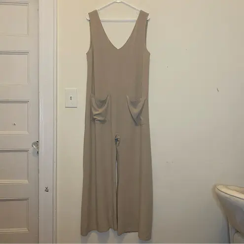 BUMPSUIT The Oversized Linen/Viscose Jumpsuit Sleeveless Beige Sz Small