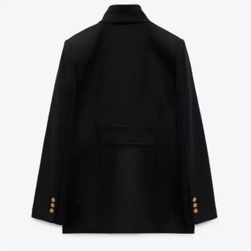 ZARA NWT  BUTTON WOOL BLEND COAT BLACK 75% Manteco Italian Wool