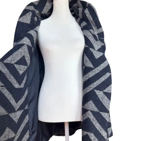 Mossimo Supply Co. Two Tone Geometric Wrap Pea Coat With Oversized Collar Sz M Blue Size M