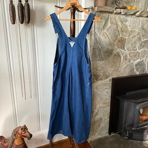 1970s Oshkosh Deadstock Vintage Denim Pinafore Jumper Dress Blue Size M