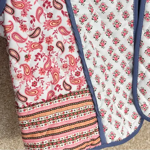 Reversible quilted women's jacket large jacket blue black pink white floral