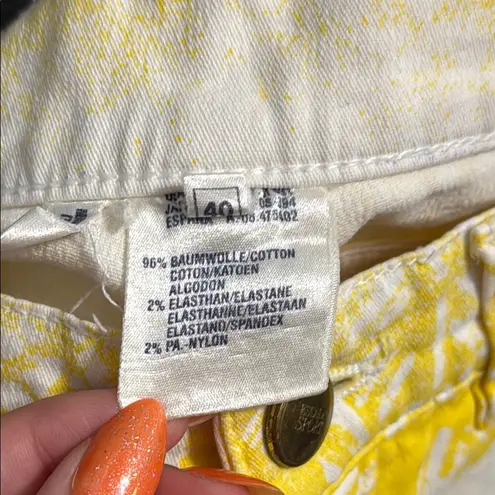 💖 Vintage Escada Sport High Rise Printed Cropped Jeans Yellow Size 10