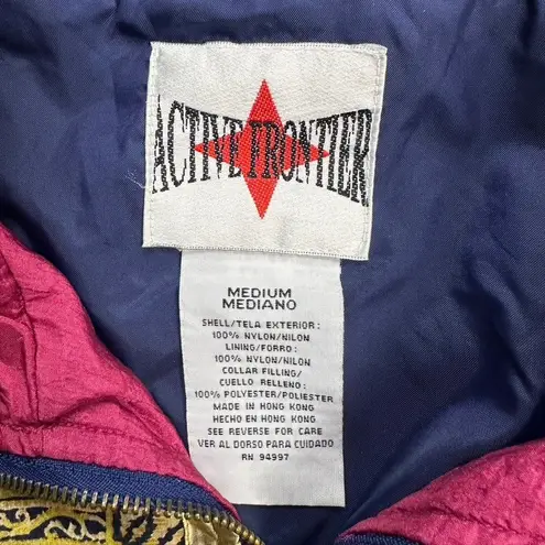 Vintage Active Frontier Windbreaker Jacket Medium 80's 90's Baroque Print Retro Pink