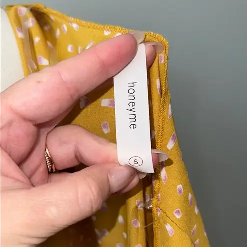 Honeyme Yellow Floral Kimono Short Sleeve Oversize Cardigan Women's Small