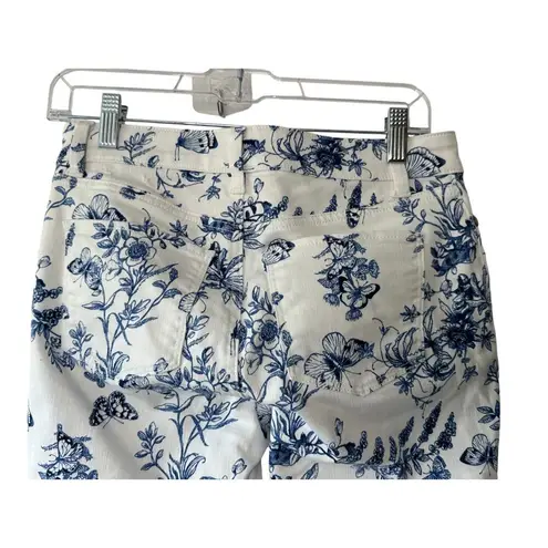 Talbots  White & Blue Floral Butterfly Print Slim Ankle Jeans Women's 2P 2 Petite