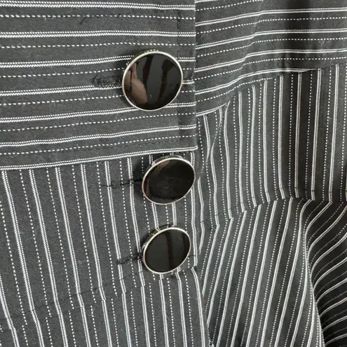 Ny Collection NWT Black White Striped Asymmetrical Button Front A-Line Skirt 6