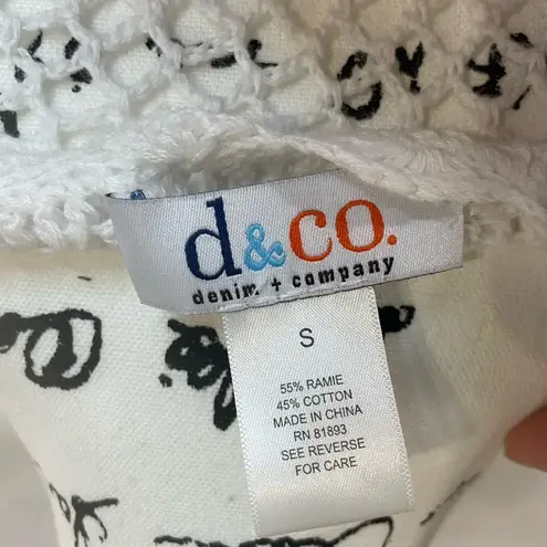 D & Co Crotchet Knitted Long Sleeve Coverup Shirt White Small