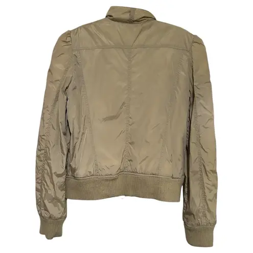 Diesel Vtg Y2K Tan Nylon Bomber Zip Jacket Sz L Sherpa Lined Military Utility