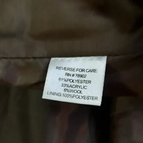 Erin London Jacket Women's Medium Brown Blue Long Sleeve Fuzzy Belted Blazer