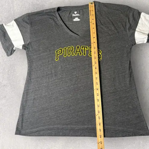 Fanatics Pittsburg Pirates Baseball T-Shirt Womens L Gray V Neck MLB NEW