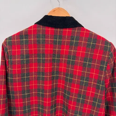 Sag Harbor Blazer Jacket Womens 14/16 Red Tartan Plaid Wool Blend Vintage