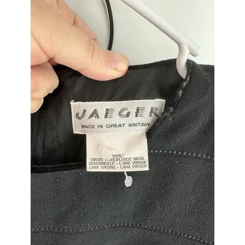 Jaeger London Pure Lana Wool Black Pencil Dress US Size 8 UK 10. Cocktail Party