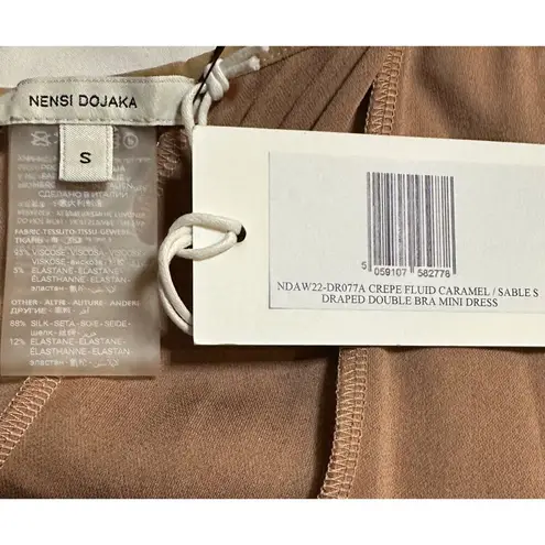 Nensi Dojaka Draped Double Bra Mini Dress in Caramel & Sable Small New Womens Brown