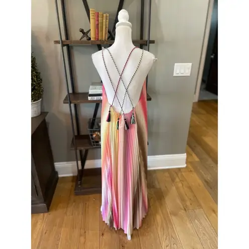 Scotch & Soda Pleated Braided Tassel Ombre Tank Maxi Dress Womens 40 US 8