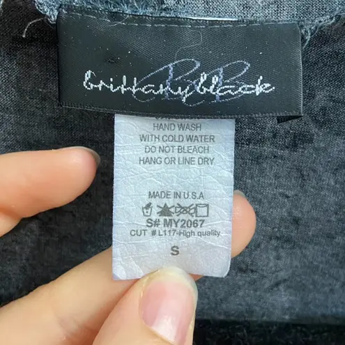 Vintage Brittany Black Gray Floral Open Front Waterfall Shrug Sweater Wrap 90s