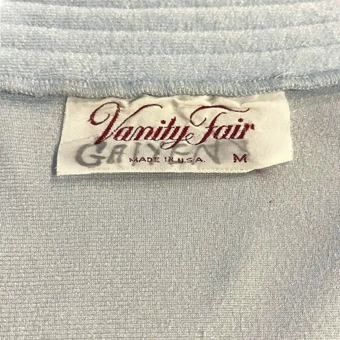 Vanity Fair Vintage 1970s Velour 1/2 Zip Robe Light Blue Medium