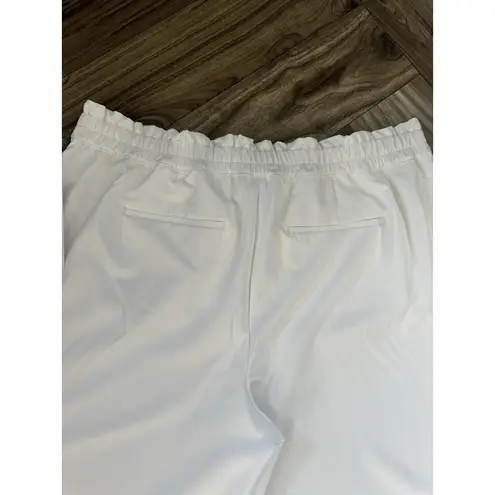 Liz Claiborne  Dress Pants Pleated Wide-Leg Womens Sz 16W White Stretch Waist Tie