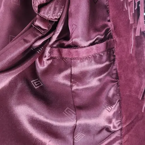 Pamela McCoy Womens Suede Leather Fringe Jacket Maroon Country Western Size L Purple Size L