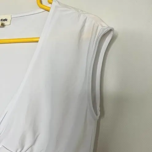 Open Edit White V-neck Sleeveless Blouse Women's Size Xtra Small